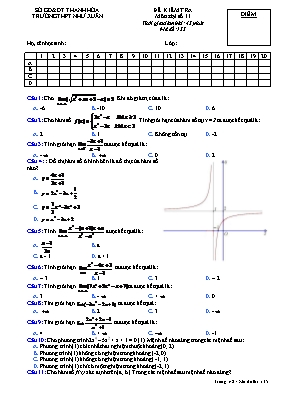 Đề kiểm tra môn Đại số 11 - Chương 4